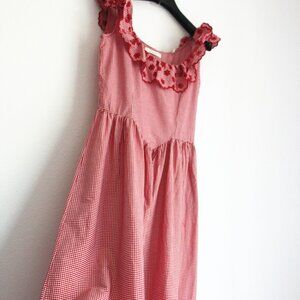 Doen Liesel Cherry Red Paris Gingham eyelet dress, Size M